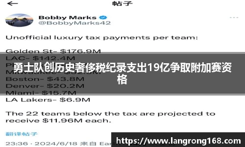 勇士队创历史奢侈税纪录支出19亿争取附加赛资格